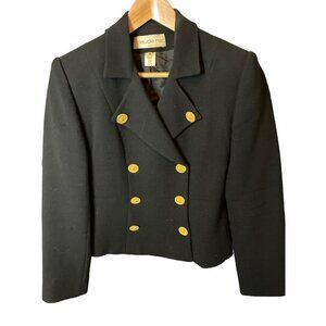 Vintage 90s Claude Rap Paris Black Wool Gold Metal Button Nautical Blazer